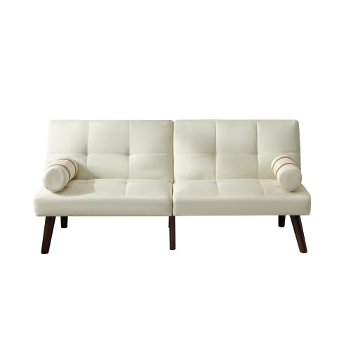 Sofa Bed, Linen Upholstered Modern Convertible Futon with Removable Armrests