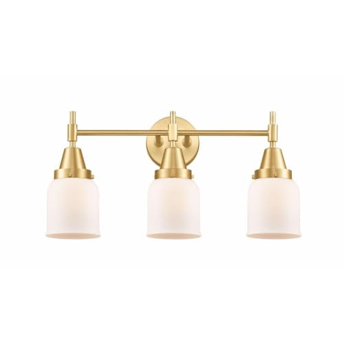 3 Light Bath Vanity-11 Inches Tall and 23 Inches Wide-Satin Gold Finish-Matte White Glass