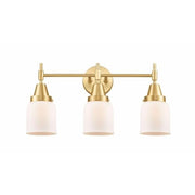 3 Light Bath Vanity-11 Inches Tall and 23 Inches Wide-Satin Gold Finish-Matte White Glass