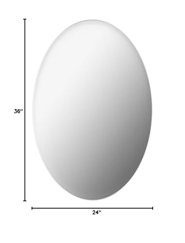 Oval Chrome Bathroom Mirror - 24x36 Inch Wall Mounted Vanity Mirror