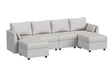 110.24" Modular Sectional Sofa, 6 Seat Modular Couch with Storage, Memory Foam