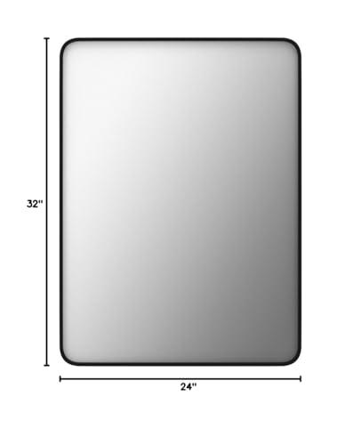 24x32 Inch Black Metal Framed Bathroom Mirror