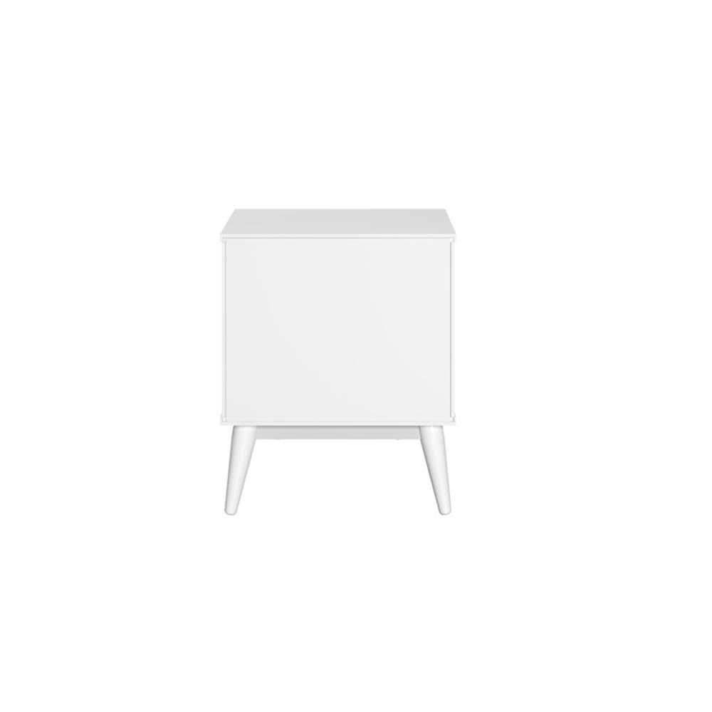 Mid-Century Two Drawer Nightstand/Constructed of Solid Wood/White Finish