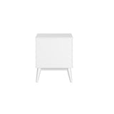 Mid-Century Two Drawer Nightstand/Constructed of Solid Wood/White Finish