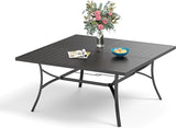 Round Patio Table, Black Metal Outdoor Dining Table for 4