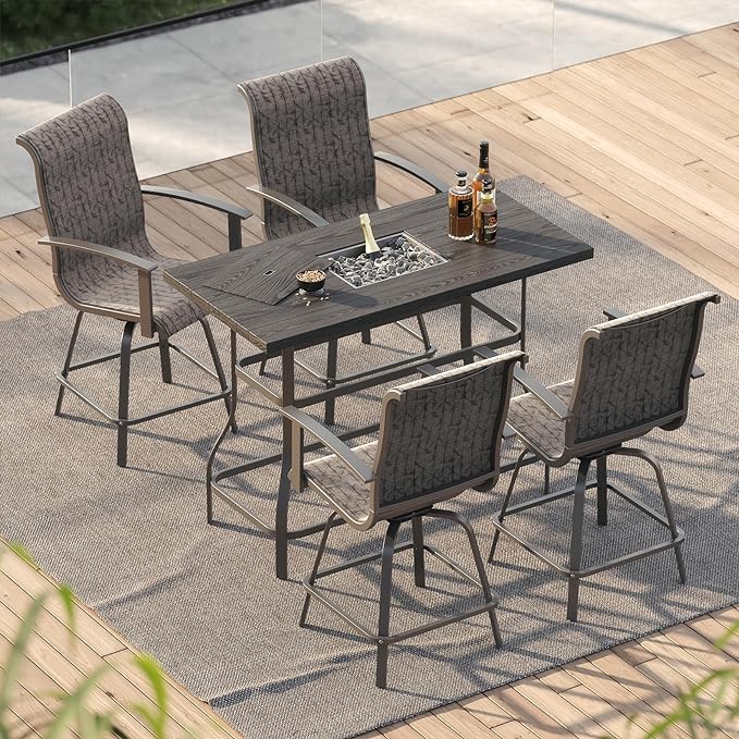 Counter Height Outdoor Swivel Bar Stools Set of 2, All-Weather Steel Frame