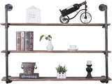 Industrial Pipe Shelving Wall Mounted,Rustic Metal Floating Shelves,Real Wood Book