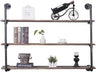 Industrial Pipe Shelving Wall Mounted,Rustic Metal Floating Shelves,Real Wood Book