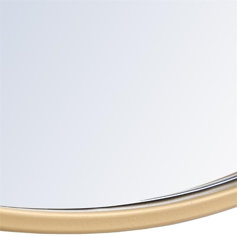 24" Round Contemporary Metal Frame Mirror in Brass