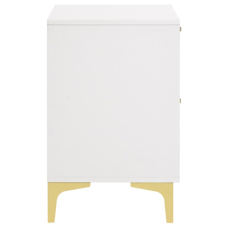 2-drawer Contemporary Wood Nightstand with Metal Base