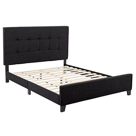 Ellery Black Engineered Wood and Fabric Tufted Queen Bed