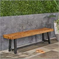 Toby Outdoor Acacia Wood Bench, Sandblast Teak Finish