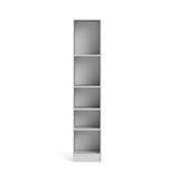 5 Shelf Narrow Contemporary Bookcase in White
