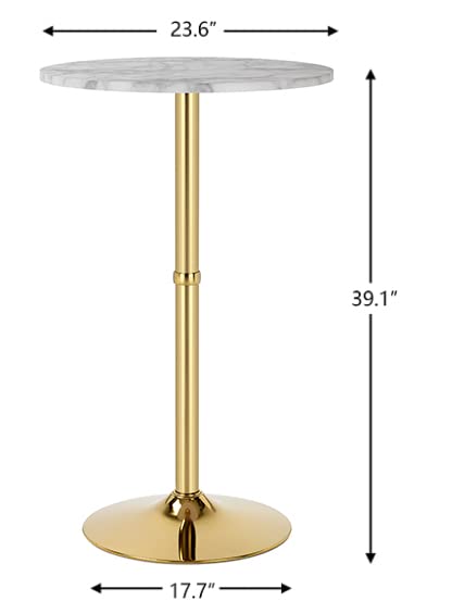 24'' Round Cocktail Bar Table with Metal Base, Tall Bistro Pub Table