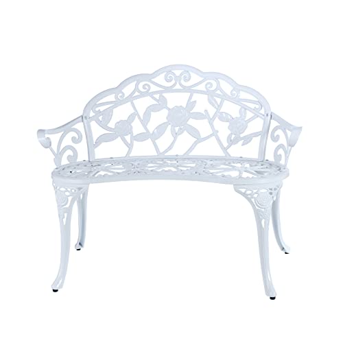 Patio Garden Bench Metal Park Bench Cast Aluminum Outdoor Furniture