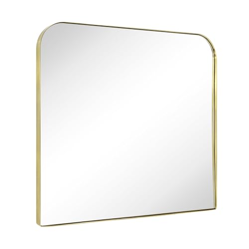Brushed Brass Arched Gold Mantel Mirror Arch Rounded Corner Mirror