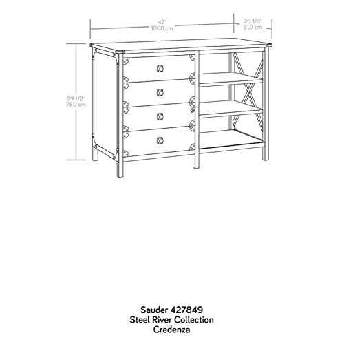 3-Piece Set with Executive Desk Large Hutch & Small Credenza