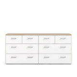 8 Drawer Double Dresser, Oak Structure, White