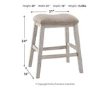 Skempton Modern 24" Counter Height Upholstered Barstool, 2 Count, Whitewash