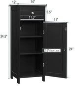 Bathroom Floor Storage Cabinet, 14" x 12" x 34.5" (L x W x H), Black