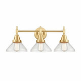 3 Light Bath Vanity-9.25 Inches Tall and 26 Inches Wide-Satin Gold Finish-Seedy Glass