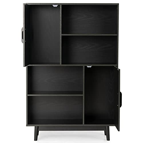 Storage Cabinet with Legs, Floor Cabinet with Doors, Shelves, Anti-Tipping Device