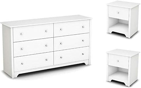 3 Piece Modern Bedroom Furniture Set - 6 Drawer Double Dresser for Bedroom/