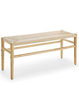 ECLY. Woven Bench for Bedroom End of bed Bench 39.5" Wooden Bench ndoor Dinning Bench Entrywway bench with Solid Rubber Wood leas Bed bench forBedroom Entryway Living Room Kitchen (Natural)