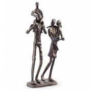 Parents Carrying Children Bronze Sculpture, Contemporary Metal Shelf Décor