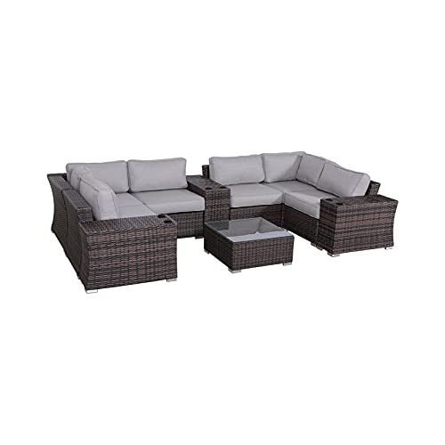 Outdoor Patio Furniture Sets [CM-9080] Brown 10 Piece Sectional Seating Group