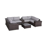 Outdoor Patio Furniture Sets [CM-9080] Brown 10 Piece Sectional Seating Group