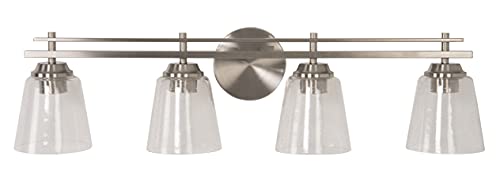 19633BNK4 Drake Minimalist Rail Silhouette & Clear Seeded Glass Globes Vanity Bath Wall