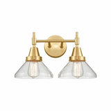 2 Light Bath Vanity-9.25 Inches Tall and 17 Inches Wide-Satin Gold Finish-Seedy Glass