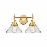 2 Light Bath Vanity-9.25 Inches Tall and 17 Inches Wide-Satin Gold Finish-Seedy Glass