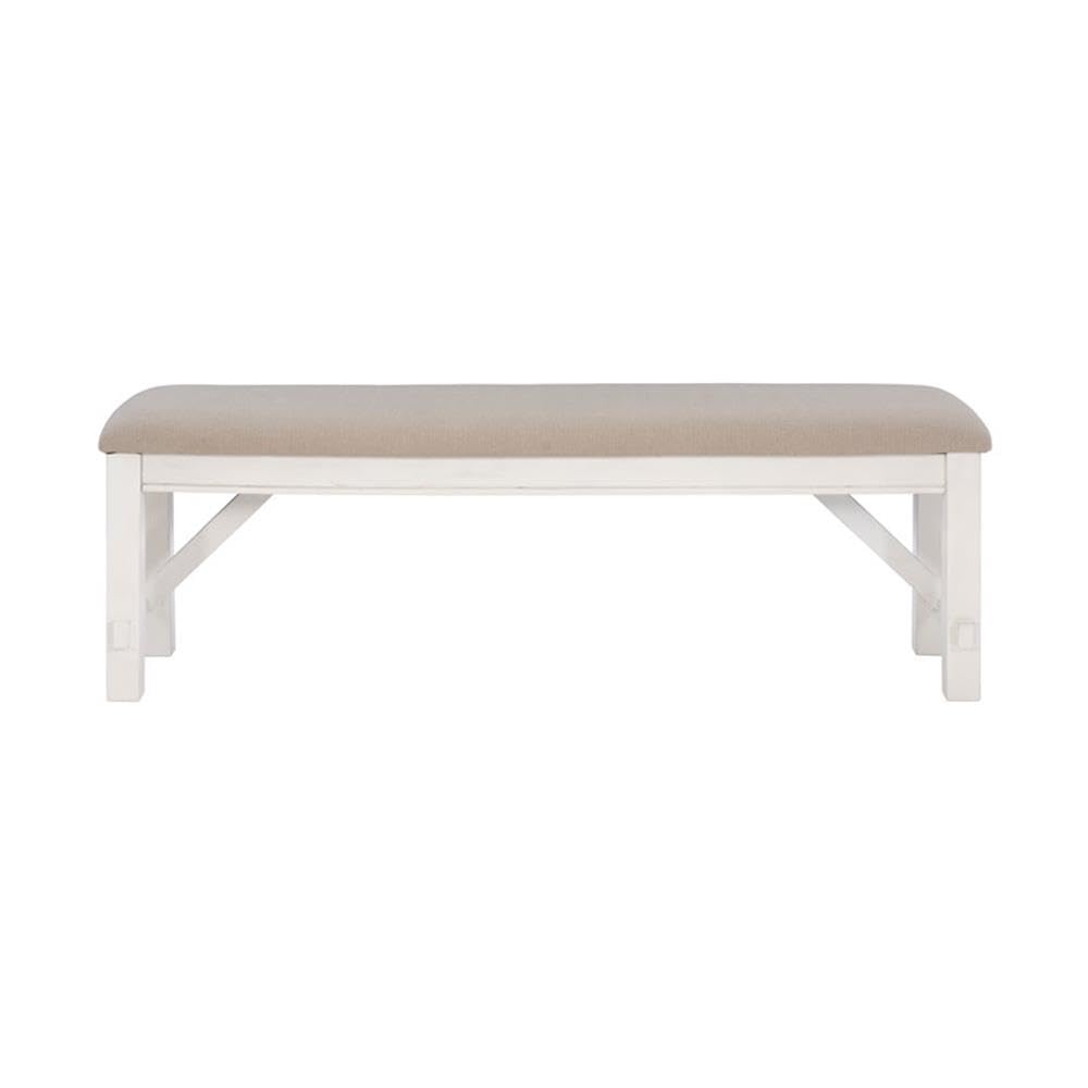 Pemberly Row20" Transitional Fabric/Wood Bench in Beige/Smokey