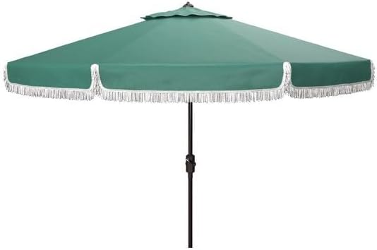 PAT8008A Collection Milan Fringe Navy and White 9Ft Crank Outdoor Push Button