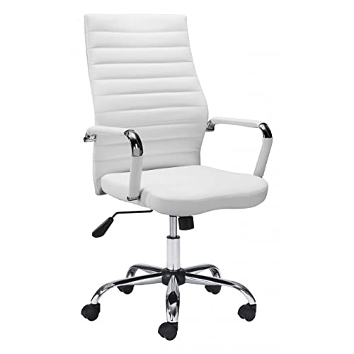 White Faux Leather Ergonomic Classic Office Chair