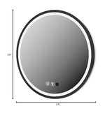 Round LED Sensor Mirror with Dimmable Anti-Fog - 28" Black Frame