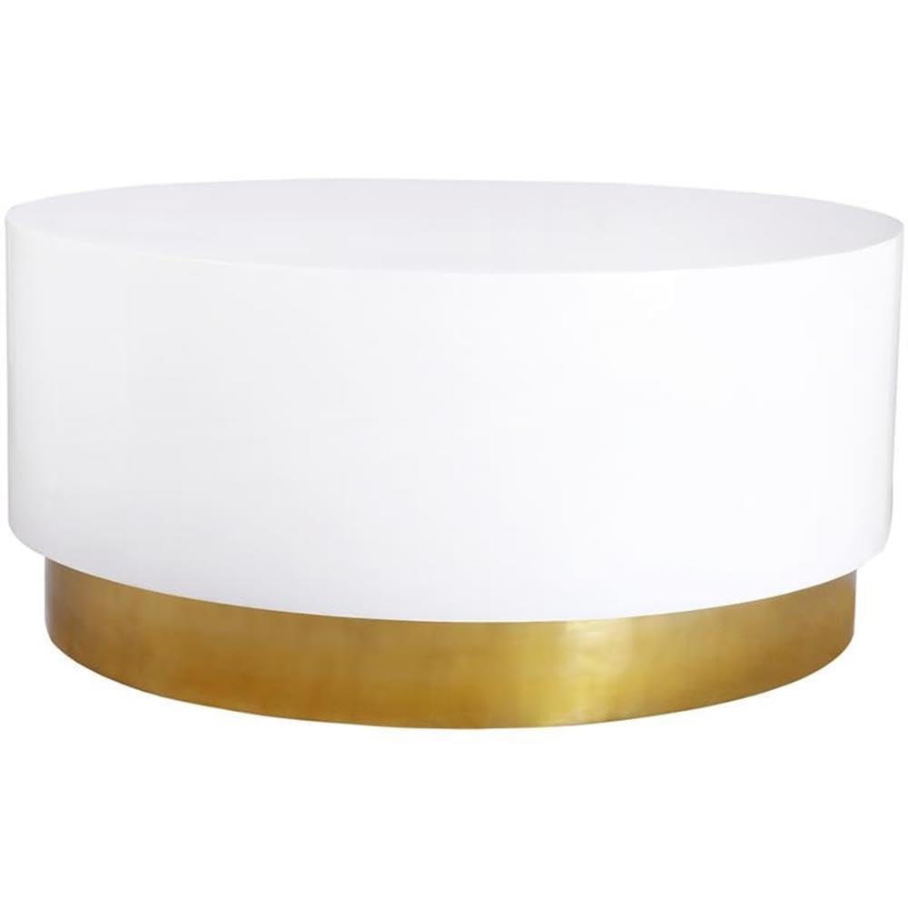 Deco Collection Modern | Contemporary White Lacquer Top Coffee Table with Sturdy