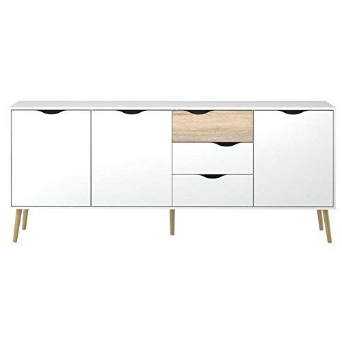 Diana Sideboard with 3 Doors and 3 Drawers, White/Oak Structure