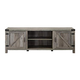 70" Farmhouse Barn Door Rustic Wood TV Stand Console with Storage in Rustic Gray Wash