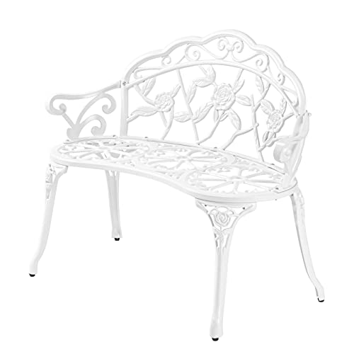 38.5" Patio Park Garden Outdoor Metal Rose Bench
