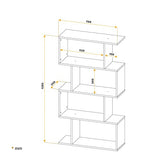 RICOO WM071-ER Storage Shelf 129 x 70 x 25 cm Bookcase Wooden Furniture Organiser Large Capacity 4 Compartments Open Oak Colour Brown