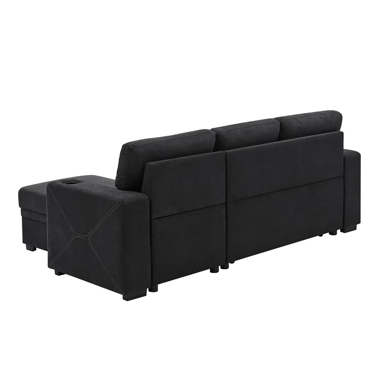 Upholstery Polyester Blend Fabric Convertible Sectional Sleeper Sofa