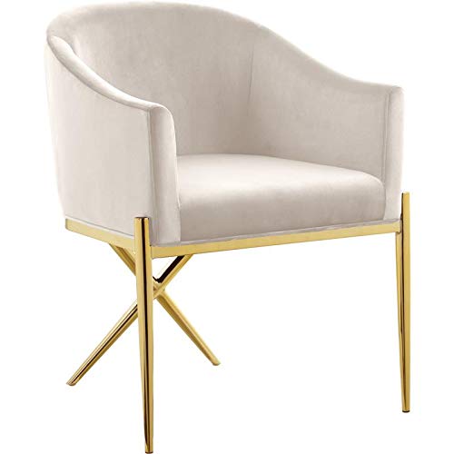 Xavier Collection Modern | Contemporary Velvet Upholstered Dining Chair with Sturdy Steel X Shaped Legs