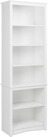Sonoma Tall 6-Tier Bookcase 80"H with 2 Adjustable Shelves, White Storage Cabinet, Modern Display Cabinet, Bookshelf with Storage Shelves for Home Office, Living Room, Bedroom Organizer