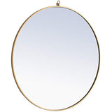 36" Contemporary Metal Frame Hooked Mirror in Brass