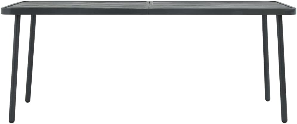 Patio Table Dark Gray 70.9"x32.7"x28.3" Steel,Industrial Metal Dining Table for Patio
