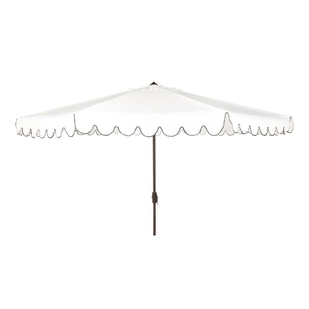 Outdoor Venice White and Black 11-foot Round Crank UV Protected Umbrella
