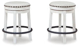 Valebeck 24" Counter Height Upholstered Swivel Stool, White & Black